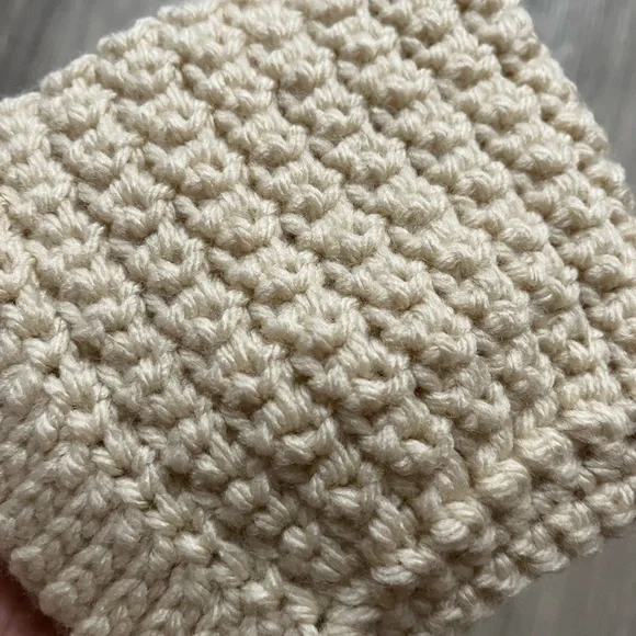 Cream Crochet Baby Bonnet - Picture 2 of 5